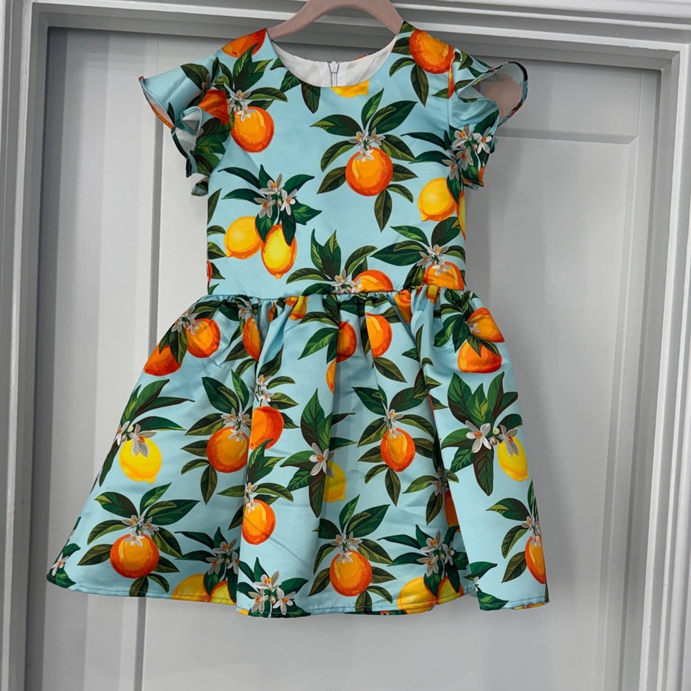 Vibrant Orange Print Dress - Picture 3 of 6